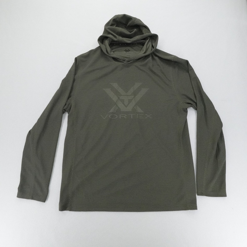 Vortex Shirt Men's Large Olive Hooded Performance Long Sleeve Logo Hunting